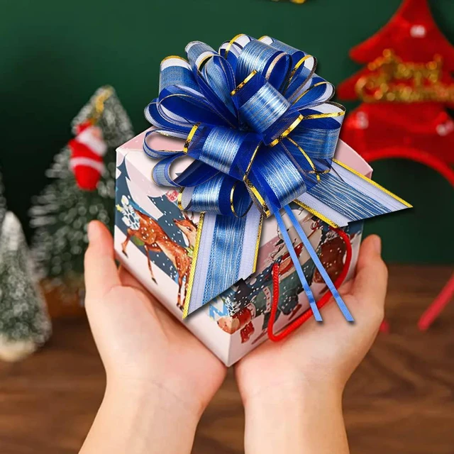 Alt view image 5 of 6 - 6 PCS Large Pull Bows, Gift Wrapping Bows, Gift Wrapping Ribbon Pull Bows Gift Bows for Wedding, Birthday, Christmas, Valentine's Day, Gift Baskets, Party, Presents Decor, Holiday Decor (Blue)