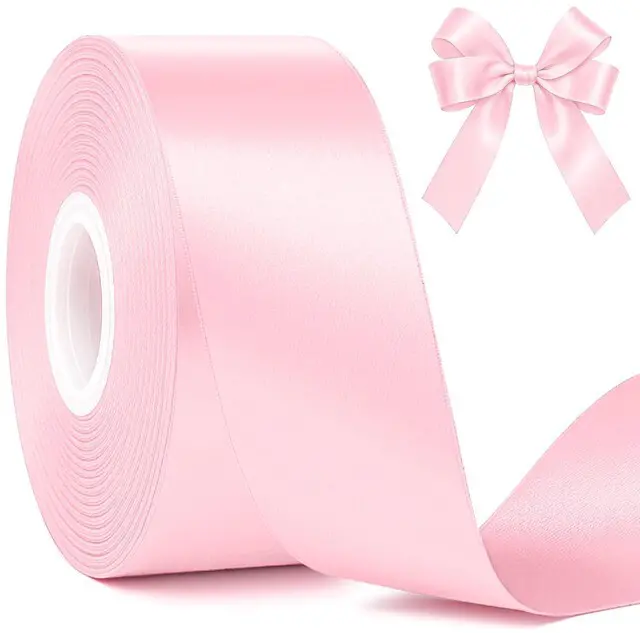 Main image of 1 1/2 in 30 Yards Pink Satin Ribbon for Gift Wrapping Wedding Decor Crafts | Smooth Pink Ribbon, Fade Resistant, Polyester, Metallic Gloss Finish, for Mother's Day, Baby Shower, Valentine's and Crafts