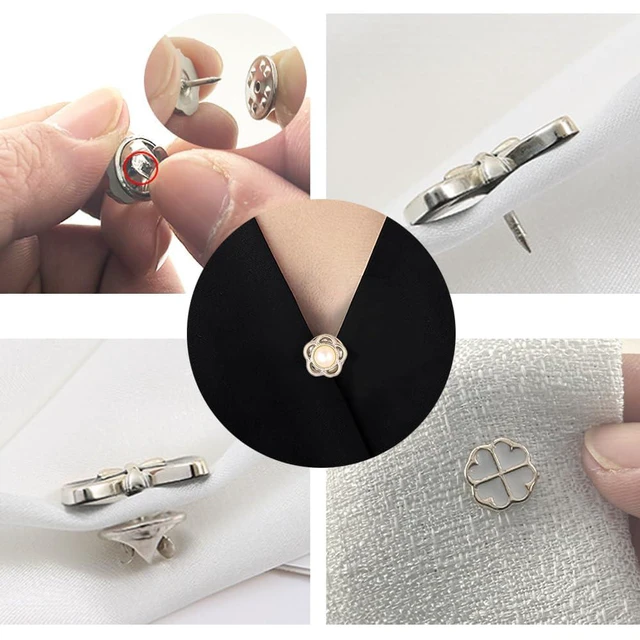 Alt view image 4 of 6 - 24 Pieces Pearl Crystal Brooch Safety Pins Button Pins Pant Waist Tightener Pins for Clothes Sweater Shawl Collar Dress Cardigan Shirt Jeans Decoration Accessories for Women Girls(Classic)