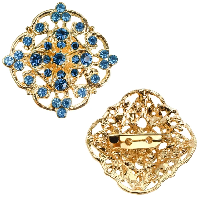 Alt view image 3 of 7 - 24 Pieces Flower Golden Brooches Pins, Small Shining Rhinestone Colorful Brooch Gift for Women, Wedding Decoration