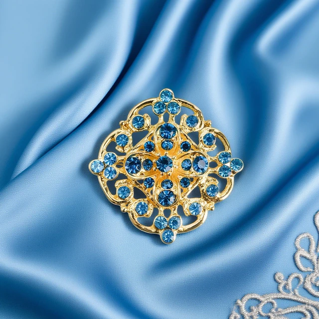 Alt view image 5 of 7 - 24 Pieces Flower Golden Brooches Pins, Small Shining Rhinestone Colorful Brooch Gift for Women, Wedding Decoration