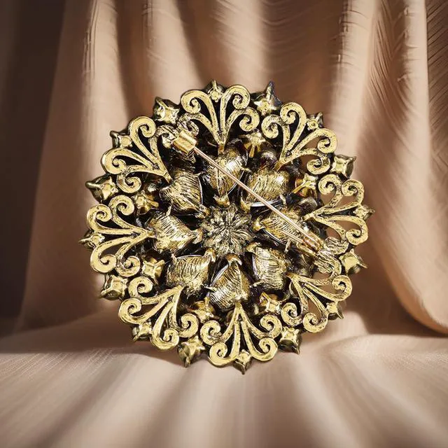 Alt view image 5 of 5 - Rhinestone Crystal Flower Brooch Pin Sparkling Large Crystal Sunflower Brooch Vintage Floral Lapel Pins Rhinestone Flower Bouquet Broochs Rose Snowflake Broochs Wedding Bridal Dress Jewelry(Pink)
