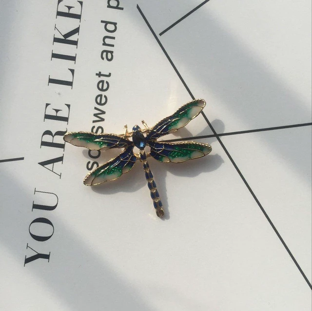 Alt view image 5 of 7 - Pretty Enamel Red Blue Dragonfly Brooch Pin Charm Women Men Pin Jewelry (Green)