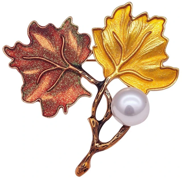 Main image of Vintage Ginkgo Leaf Brooch with Pearl Vintage Botanical Lapel Pin for Women Unique Nature-Inspired Jewelry (Gold)