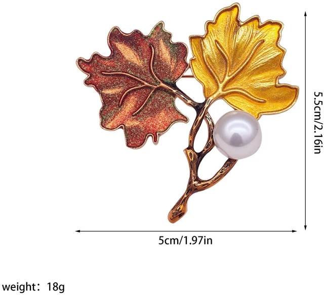 Alt view image 5 of 7 - Vintage Ginkgo Leaf Brooch with Pearl Vintage Botanical Lapel Pin for Women Unique Nature-Inspired Jewelry (Gold)