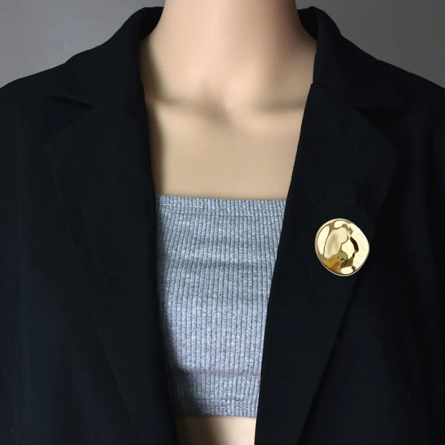 Alt view image 2 of 5 - Vintage Geometric Metal Brooch Pins for Women Men Fashion Irregular Round Corsage Lapel Badges Sweater Scarves Shawl Dress Accessory Fashion Wedding Party Prom Jewelry (Gold-Tone)