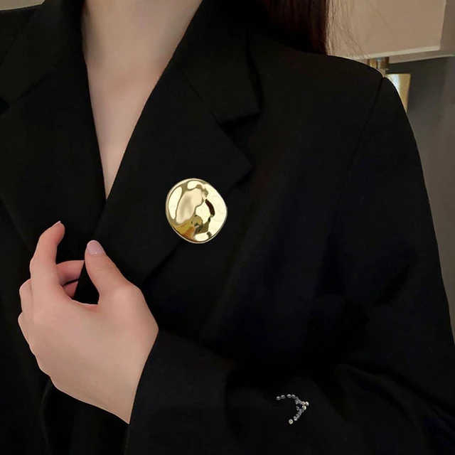 Alt view image 3 of 5 - Vintage Geometric Metal Brooch Pins for Women Men Fashion Irregular Round Corsage Lapel Badges Sweater Scarves Shawl Dress Accessory Fashion Wedding Party Prom Jewelry (Gold-Tone)