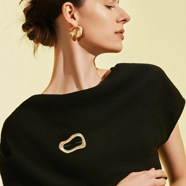 Alt view image 4 of 7 - 2 PCS Irregular Geometric Brooches Minimalist Gold Large Pins for Women | Vintage Unique Irregular Geometric Brooch Vintage Inspired Dual Versatile Statement for Sweater Hat Scarf Suit Dress Clothes