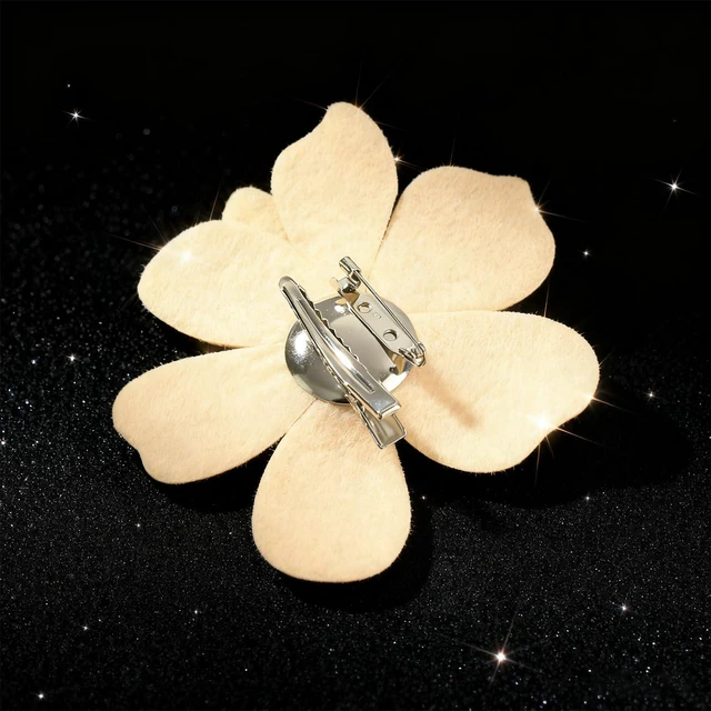 Alt view image 5 of 7 - 3.74 Inches Rhinestone Camellia Flower Brooch Pins & Hair Clips for Women Elegant Created Crystal Lapel Pin Brooches Wedding Party Champagne