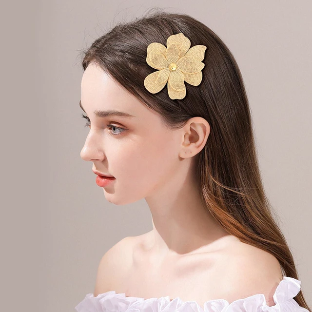 Alt view image 7 of 7 - 3.74 Inches Rhinestone Camellia Flower Brooch Pins & Hair Clips for Women Elegant Created Crystal Lapel Pin Brooches Wedding Party Champagne