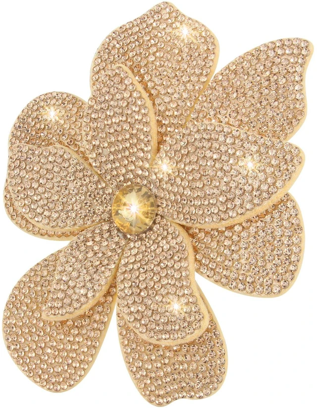 Main image of 3.74 Inches Rhinestone Camellia Flower Brooch Pins & Hair Clips for Women Elegant Created Crystal Lapel Pin Brooches Wedding Party Champagne
