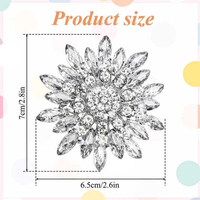 Alt view image 2 of 7 - Crystal Flower Rhinestone Brooches for Women, Corsage Brooch Pin Silver Brooch Pins for Women Rhinestone Appliques for Dresses Wedding Bridal Scarf Hat Bag