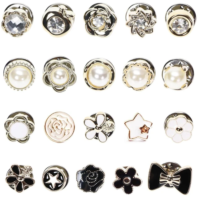 Main image of Women Shirt Brooch Pins 20Pcs Mini Cover Up Enamel Safety Lapel Pins Buttons Sweater Shawl Clips for Coat Dress Clothes Decoration