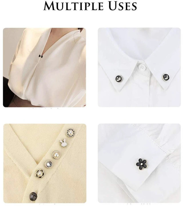 Alt view image 4 of 7 - Women Shirt Brooch Pins 20Pcs Mini Cover Up Enamel Safety Lapel Pins Buttons Sweater Shawl Clips for Coat Dress Clothes Decoration
