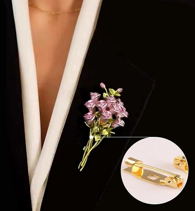Alt view image 3 of 7 - 2 Pcs Flower Brooch Vintage Premium Enamel Boutonniere Pink Rose Bouquet Brooch Flower Brooches Pin for Women Girls