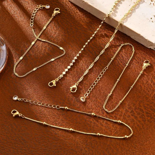 Alt view image 5 of 6 - Gold Bracelets for Women, 14K Gold Plated Stackable Bracelet Stack Set Adjustable Charm Paperclip Chain Snake Link Layered Waterproof Jewelry Sets Gifts