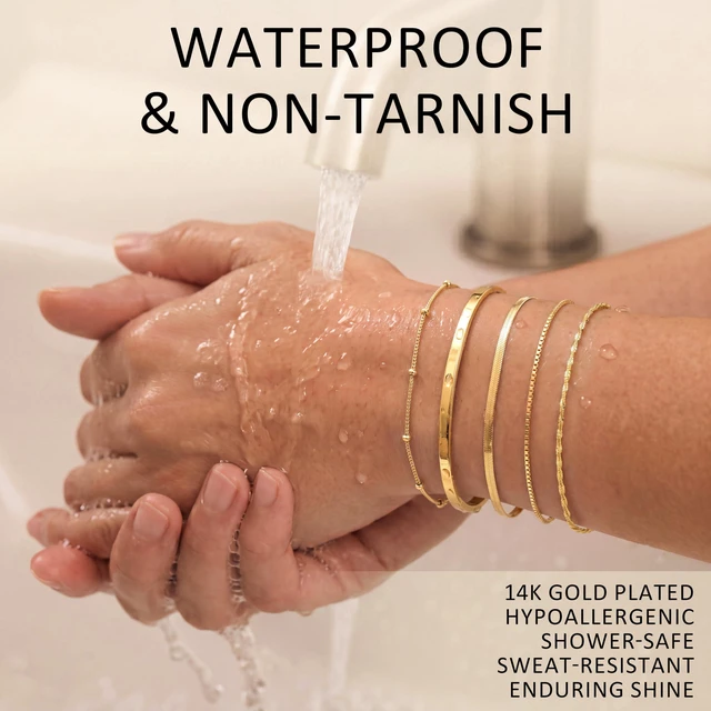 Alt view image 5 of 7 - Dainty Gold Bracelets for Women Trendy, Minimalist 14K Gold Plated Stackable Thin Bracelet Set Box Link, Paperclip, Herringbone, Sparkling Chain, Bangle Cuff
