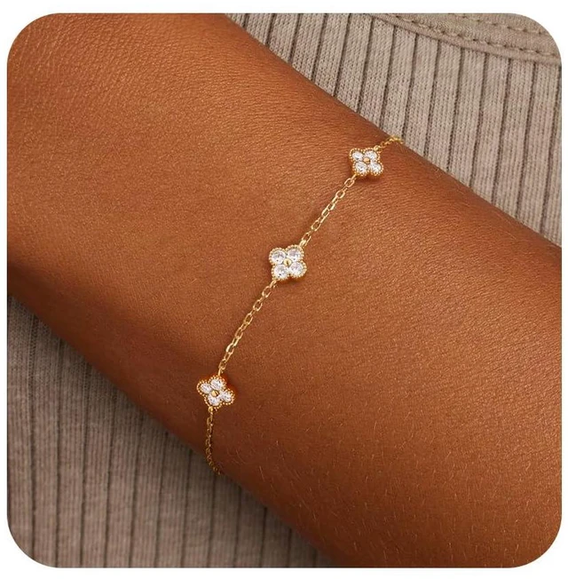 Main image of Gold Bracelet Dainty 14K Gold Plated Cute Friendship Stackable Bracelets for Women No Tarnish Trendy Charm Best Friend Bracelet Stack For Birthday Jewelry