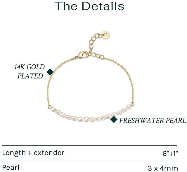 Alt view image 3 of 5 - Freshwater Pearl Beaded Bracelet for Women, Yellow Gold, Pearl