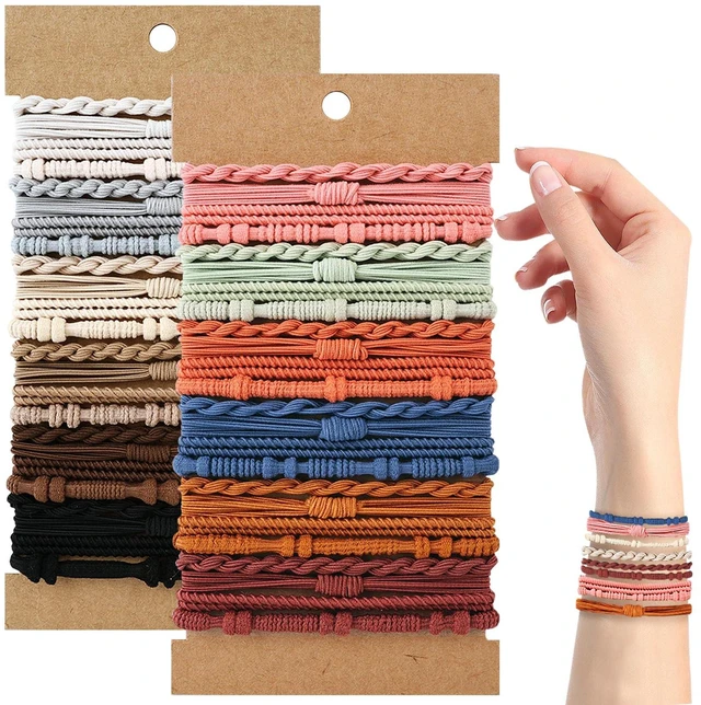 Main image of 48 PCS Boho Hair Ties, Elastic Hair Tie Bracelets for Women, Cute Hair Ties No Damage, Ponytail Holders for Girls with Thick and Thin Hair - Multicolor