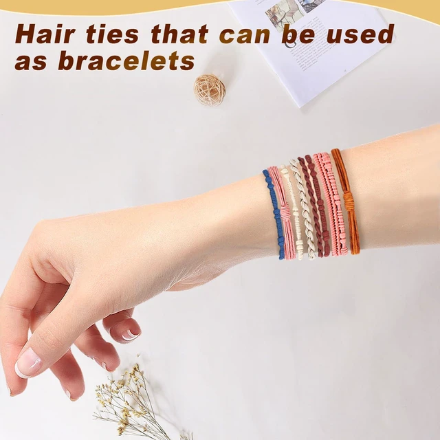 Alt view image 5 of 7 - 48 PCS Boho Hair Ties, Elastic Hair Tie Bracelets for Women, Cute Hair Ties No Damage, Ponytail Holders for Girls with Thick and Thin Hair - Multicolor