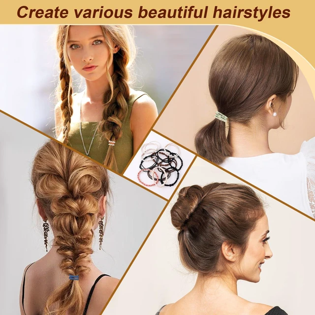 Alt view image 4 of 7 - 48 PCS Boho Hair Ties, Elastic Hair Tie Bracelets for Women, Cute Hair Ties No Damage, Ponytail Holders for Girls with Thick and Thin Hair - Multicolor
