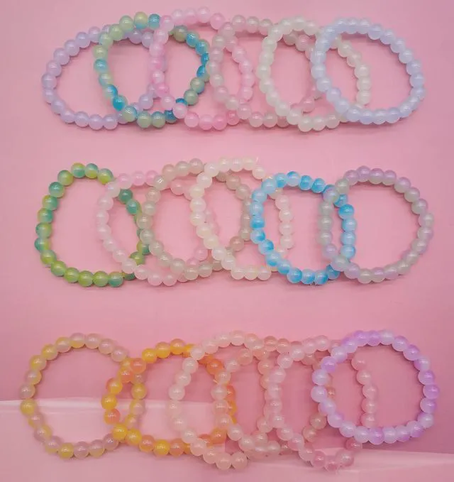 Alt view image 7 of 7 - 18Pcs 8mm Glass Beaded Stretch Bracelets for Women | Handmade Round Glass Bracelet for Women Men,Multicolor Matte Beads Elastic Bracelets Bulk