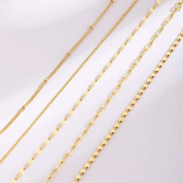 Alt view image 5 of 6 - Gold Bracelets for Women Waterproof Dainty 14K Gold Plated Stackable Cuban Beaded Link Snake Lip Paperclip Chain Bracelets Fashion Jewelry Gift for Women