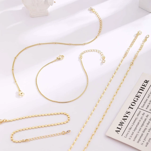 Alt view image 6 of 6 - Gold Bracelets for Women Waterproof Dainty 14K Gold Plated Stackable Cuban Beaded Link Snake Lip Paperclip Chain Bracelets Fashion Jewelry Gift for Women
