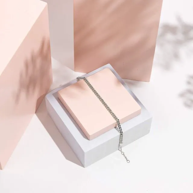 Alt view image 6 of 7 - Curbfigaro Paperclip Adjustable Chain Bracelet, White Gold