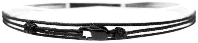 Main image of Nautical Rope Bracelet for Men Waterproof & Adjustable Wrap String Bracelets with Snap Hook Gift for Him (Black Black)