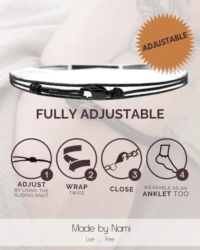 Alt view image 2 of 7 - Nautical Rope Bracelet for Men Waterproof & Adjustable Wrap String Bracelets with Snap Hook Gift for Him (Black Black)