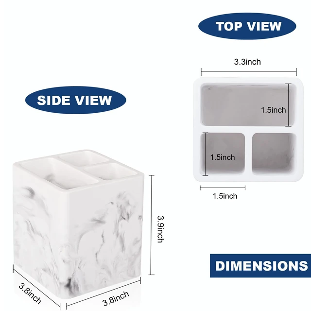 Alt view image 6 of 6 - Diatomite Toothbrush Holders Tooth Brush Organizer - Marble White | Water-Absorbent Material, 3 Slots for Electric Toothbrush and Toothpaste, for Bathroom Countertop, Shower, Vanity
