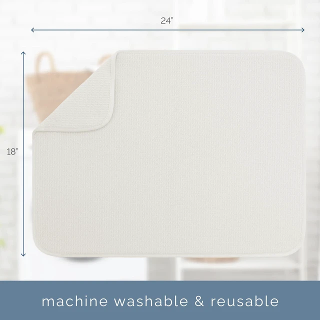 Alt view image 6 of 7 - Dish Drying Mat, 18" x 24", XL, Cream | Absorbent Microfiber, Extra Large Kitchen Counter Mat for Dishes, Utensils, Pots and Pans, Machine Washable