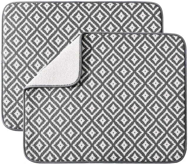 Main image of Dish Drying Mat for Kitchen Counter,Microfiber Machine Washable Dishes Matt | 2 Pack Ultra Absorbent,Quick-Dry Microfiber Dishes Drainer Mats by Large Loads,19.2 by 15.8 Inch(Rhombus)