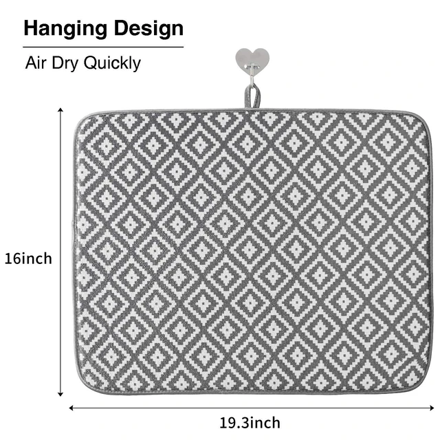 Alt view image 4 of 7 - Dish Drying Mat for Kitchen Counter,Microfiber Machine Washable Dishes Matt | 2 Pack Ultra Absorbent,Quick-Dry Microfiber Dishes Drainer Mats by Large Loads,19.2 by 15.8 Inch(Rhombus)