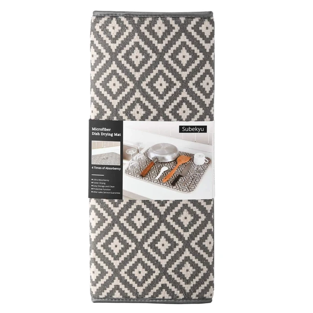 Alt view image 7 of 7 - Dish Drying Mat for Kitchen Counter,Microfiber Machine Washable Dishes Matt | 2 Pack Ultra Absorbent,Quick-Dry Microfiber Dishes Drainer Mats by Large Loads,19.2 by 15.8 Inch(Rhombus)