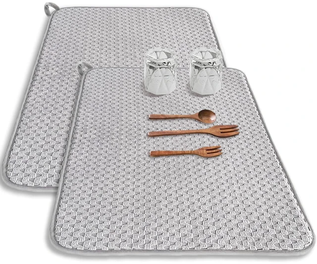 Main image of 2 Pack Microfiber Dish Drying Mat,24*17 inch Absorbent Dish Drainer Kitchen Counter,Large Size Dish Drying Pad for Countertops,Sinks,Draining Racks(Gray)