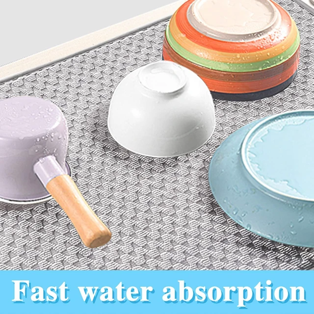 Alt view image 4 of 7 - 2 Pack Microfiber Dish Drying Mat,24*17 inch Absorbent Dish Drainer Kitchen Counter,Large Size Dish Drying Pad for Countertops,Sinks,Draining Racks(Gray)