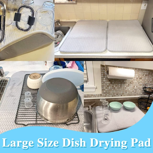 Alt view image 5 of 7 - 2 Pack Microfiber Dish Drying Mat,24*17 inch Absorbent Dish Drainer Kitchen Counter,Large Size Dish Drying Pad for Countertops,Sinks,Draining Racks(Gray)