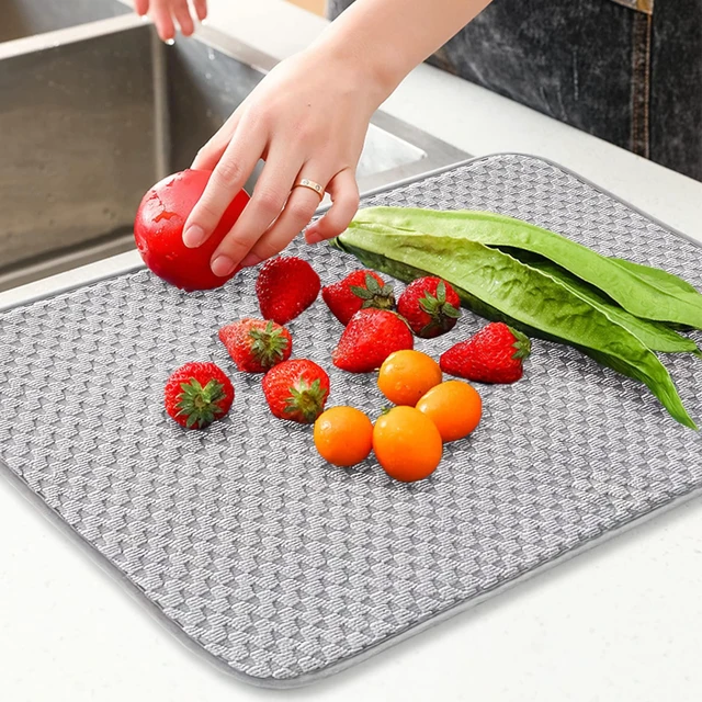 Alt view image 6 of 7 - 2 Pack Microfiber Dish Drying Mat,24*17 inch Absorbent Dish Drainer Kitchen Counter,Large Size Dish Drying Pad for Countertops,Sinks,Draining Racks(Gray)