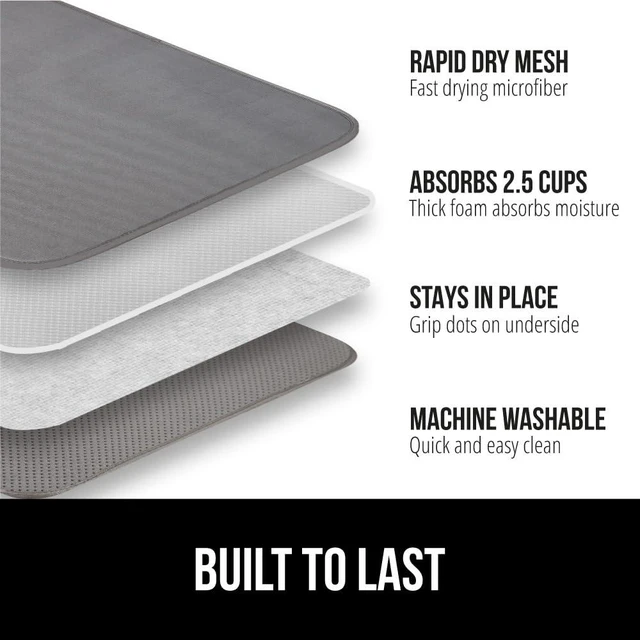 Alt view image 2 of 7 - Ultra Absorbent Microfiber Dish Drying Mat, 18x24, Gray