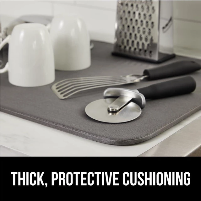 Alt view image 7 of 7 - Ultra Absorbent Microfiber Dish Drying Mat, 18x24, Gray