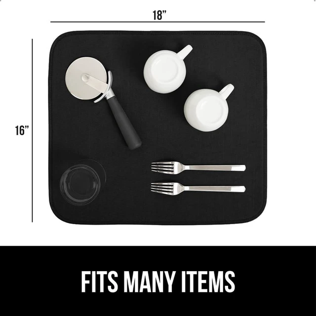Alt view image 6 of 7 - Ultra Absorbent Microfiber Dish Drying Mat, 16x18, Gray | Quick Dry Thick Mesh, Slip Resistant Pad for Sink Dishes or Under Rack, Keep Kitchen Counters Clean, Machine Washable Mats