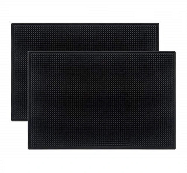 Main image of 2 Pack Black Bar Mat, 18" x 12" Rubber Dish Drying Mat for Countertop, Non Slip Cocktail Service Spill Mats for Bartending, Coffee Bar Mats Accessories for Home Kitchen