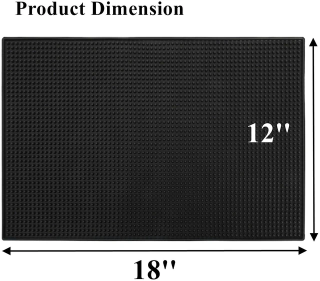 Alt view image 2 of 7 - 2 Pack Black Bar Mat, 18" x 12" Rubber Dish Drying Mat for Countertop, Non Slip Cocktail Service Spill Mats for Bartending, Coffee Bar Mats Accessories for Home Kitchen