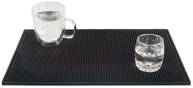 Alt view image 4 of 7 - 2 Pack Black Bar Mat, 18" x 12" Rubber Dish Drying Mat for Countertop, Non Slip Cocktail Service Spill Mats for Bartending, Coffee Bar Mats Accessories for Home Kitchen