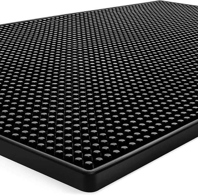 Alt view image 3 of 7 - 2 Pack Black Bar Mat, 18" x 12" Rubber Dish Drying Mat for Countertop, Non Slip Cocktail Service Spill Mats for Bartending, Coffee Bar Mats Accessories for Home Kitchen