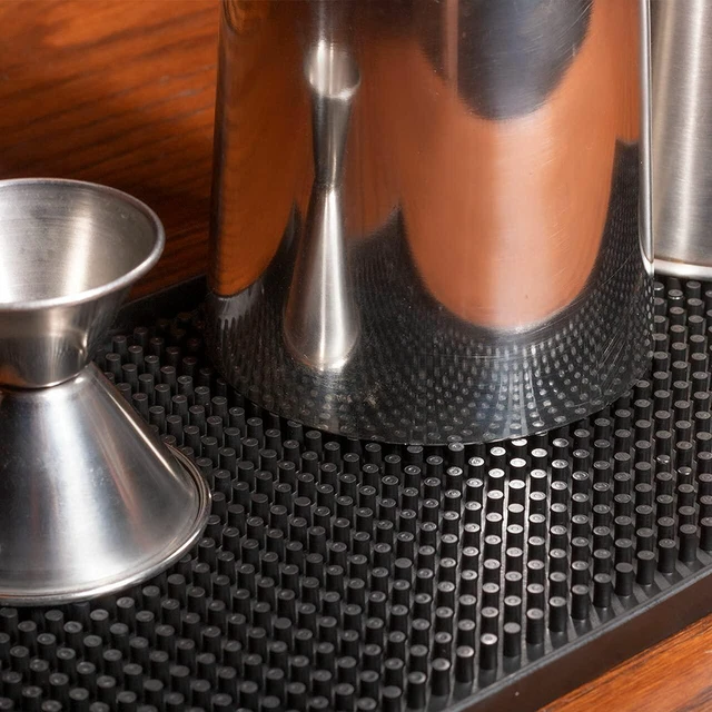 Alt view image 6 of 7 - 2 Pack Black Bar Mat, 18" x 12" Rubber Dish Drying Mat for Countertop, Non Slip Cocktail Service Spill Mats for Bartending, Coffee Bar Mats Accessories for Home Kitchen