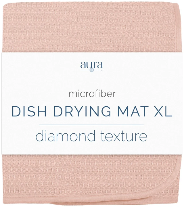 Main image of Dish Drying Mat, 18" x 24", XL, Diamond Texture, Rose Pink | Absorbent Microfiber, Extra Large Kitchen Counter Mat for Dishes, Utensils, Pots and Pans, Machine Washable
